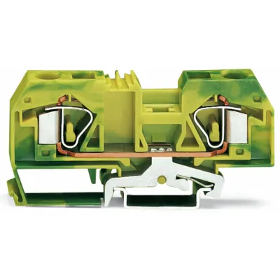 WAGO Schutzleiterklemme 283-907 | 2-Leiter | 0,2-16mm² | Hutschiene TH35 | CAGE CLAMP | Federzuganschluss | grün/gelb