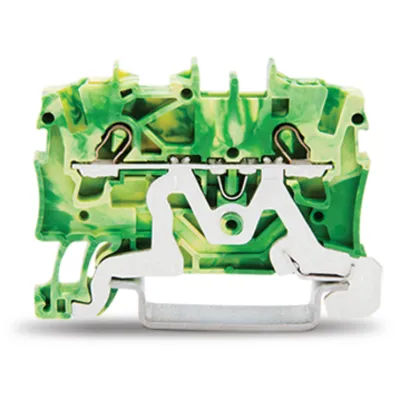 WAGO Schutzleiterklemme 2001-1207 | Reihenklemme 2-Leiter 1,5mm² | Hutschiene 35mm | Federzug | Ex e II | grün-gelb