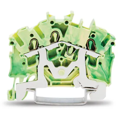 WAGO Schutzleiterklemme 3-Leiter 2002-6307 | Reihenklemme | Hutschiene 35mm | 2,5mm² | Push-in CAGE CLAMP | grün-gelb