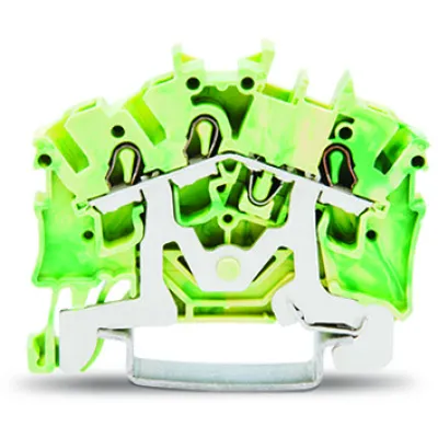WAGO Schutzleiterklemme 3-Leiter 2002-6307 | Reihenklemme | Hutschiene 35mm | 2,5mm² | Push-in CAGE CLAMP | grün-gelb