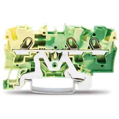 WAGO Schutzleiterklemme 3-Leiter 2004-1307 | Reihenklemme | 4mm² | Push-in CAGE CLAMP | Ex e II geeignet | grün/gelb