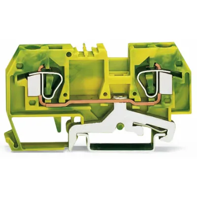 WAGO Schutzleiterklemme 282-907 | 2-Leiter | CAGE CLAMP | 0,2-6 mm² | Hutschiene TH35 | Federzuganschluss | grün/gelb