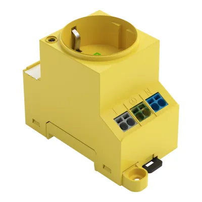 WAGO Schaltschrank-Steckdose 709-582 | SCHUKO Typ F | 250V 16A | Tragschienen- & Schraubmontage | LED-Anzeige | Gelb