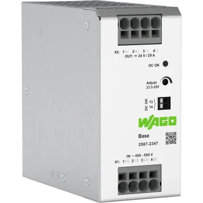 WAGO Stromversorgung 2587-2347 | 3-phasig | 24V DC 20A | 480W | 340-550V AC | DIN-Schiene | IP20 | Federzuganschluss