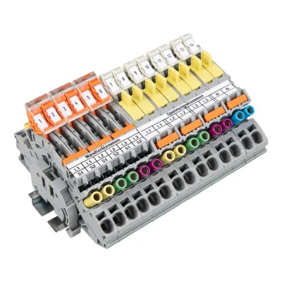 WAGO Stromwandlerklemmenblock 821-204 | 14-polig | Push-in CAGE CLAMP | 0,5–10 mm² | 1 Etage | Hutschiene TS35 | grau