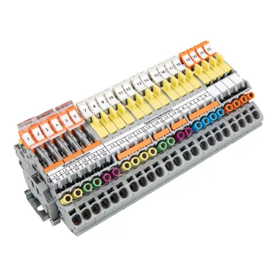 WAGO Stromwandlerklemmenblock 821-205 | 22-polig | 30A | 0,5-10mm² | Hutschiene TH35 | Federzuganschluss | mehrfarbig