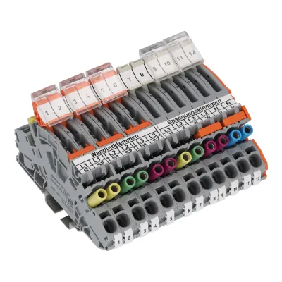 WAGO Verteilerblock 821-214 | Stromwandlerklemmenblock | 30A | 0,5-10mm² | 1 Etage | 24 Klemmstellen | TS35 | grau