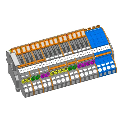 WAGO Stromwandlerklemmenblock 821-217 | 30A | 0,5-10mm² | 1 Etage | 40 Klemmstellen | Hutschiene TH35 | mehrfarbig