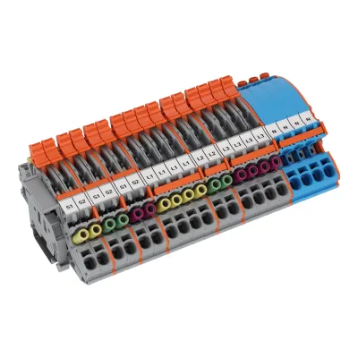 WAGO Stromwandlerklemmenblock 821-217 | 30A | 0,5-10mm² | 1 Etage | 40 Klemmstellen | Hutschiene TH35 | mehrfarbig