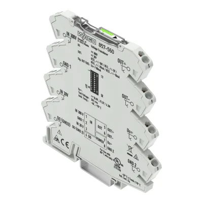 WAGO Spannungsmessumformer 857-560 | 30-300V AC/DC | 0-10V Ausgang | Hutschienenmontage | 100Hz | Konfigurierbar