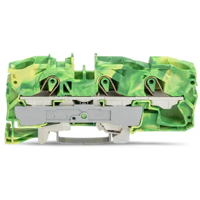 WAGO Schutzleiterklemme 3-Leiter 2016-1307 | Hutschiene TH35 | Push-in CAGE CLAMP | 16mm² | Ex e II geeignet | grün/gelb