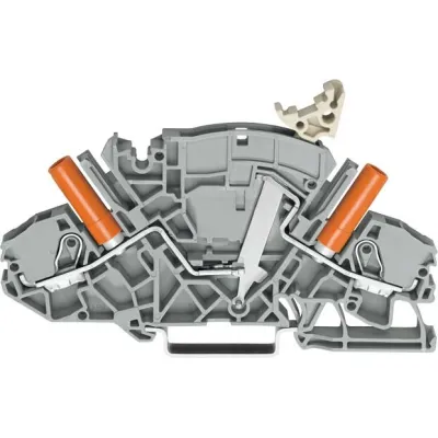 WAGO Trenn- und Messklemme 2007-8811 | 2-Leiter | Push-in CAGE CLAMP | 6 mm² | Hutschiene TH35 | Prüfstecker Ø4mm | grau