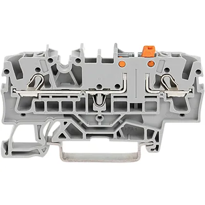 WAGO Trenn- und Messklemme 2002-1671 | 2-Leiter | Push-in Cage Clamp | 0,25-4 mm² | 16A | 400V | Hutschiene 35mm | grau
