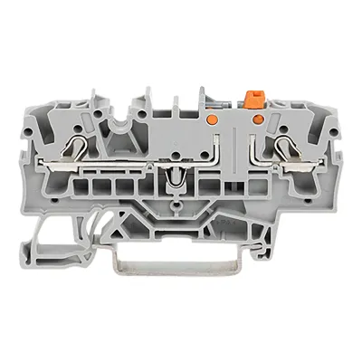 WAGO Trenn- und Messklemme 2002-1671 | 2-Leiter | Push-in Cage Clamp | 0,25-4 mm² | 16A | 400V | Hutschiene 35mm | grau