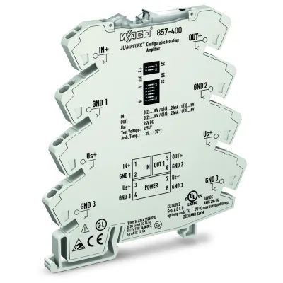 WAGO Trennverstärker 857-400 | Normsignalwandler | 1 Kanal | 0(4)-20 mA/0-10 V | DC 24V | 6mm | DIP-Schalter