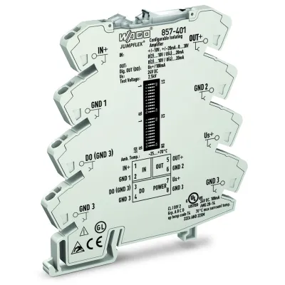 WAGO Trennverstärker 857-401 | 1 Kanal | 16,8–31,2 V DC | Strom-/Spannungssignal | 6 mm | IP20