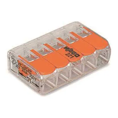 WAGO Verbindungsklemme 221-415 | 5-Leiter COMPACT | 0,14-4 mm² | mit Hebel | transparent | 450V | für alle Leiterarten