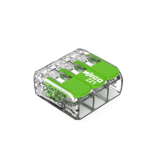 Bild: WAGO Verbindungsklemme Green Range  3 Leiter 4gmm transparent