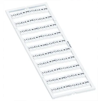 WAGO Klemmenmarkierung 793-5472 | WMB-Beschriftungskarte | L1 L2 L3 N PE | 5mm Raster | horizontal | aufrastbar | weiß