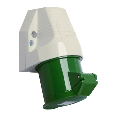 WALTHER CEE-Wandsteckdose 130410 | 32A 4-polig | 50-500V 10h | IP44 | Aufputz | PA6 Kunststoff | grün
