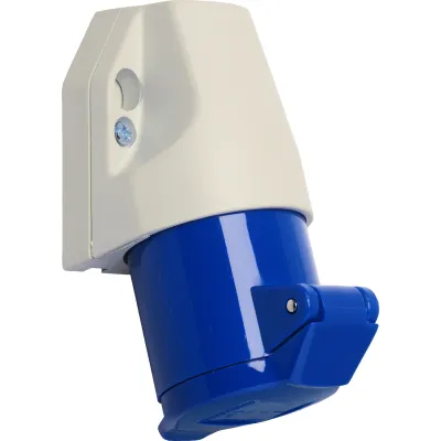 Walther Wandsteckdose 110306 | CEE 16A 3-polig | 230V 6h | IP44 | Aufputz | Schraubklemme | 1 Kabeleinführung | blau