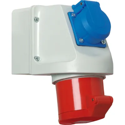 Walther Mini-Kombi Wanddose 114 | CEE 16A 5polig 400V 6h | Schuko 16A 230V | IP44 | Aufputz | Kunststoff | rot