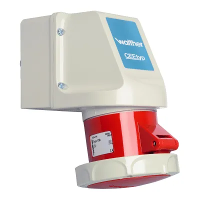 Walther Wandsteckdose 119 | CEE-Steckdose 5-polig 16A 400V 6h | IP67 | Aufputz | PA6-Kunststoff | Schraubklemme | rot