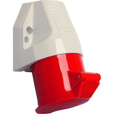 Walther Wandsteckdose 130 | CEE 5-polig 32A | 400V 6h | IP44 | Aufputz | Außenbefestigung | Kabeleinführung oben | rot