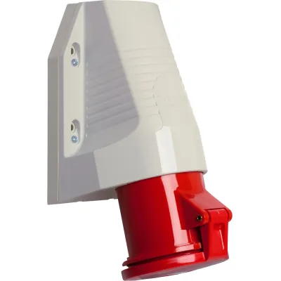 Walther Wandsteckdose 160 | CEE 5-polig | 63A | 400V | IP44 | Aufputz | Schraubanschluss | Außeneinführung | rot