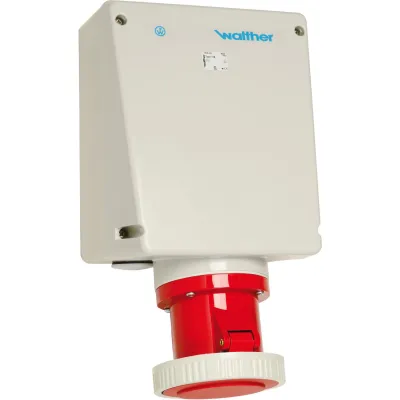 Walther Wandsteckdose 179 | CEE 5-polig | 125A | 400V | 6h | IP67 | Aufputz | Schraubklemme | Kunststoff | rot