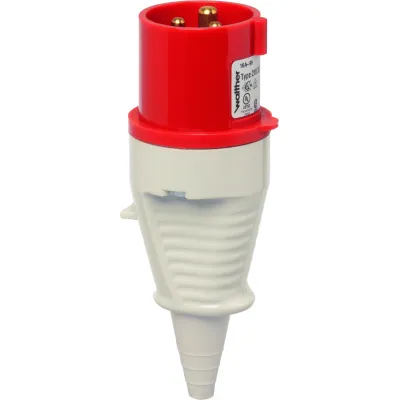 Walther Phasenwender Stecker 230 PH | 32A 5-polig 400V 6h | IP44 | Schraubklemme | Kabelknickschutz | Kunststoff | rot