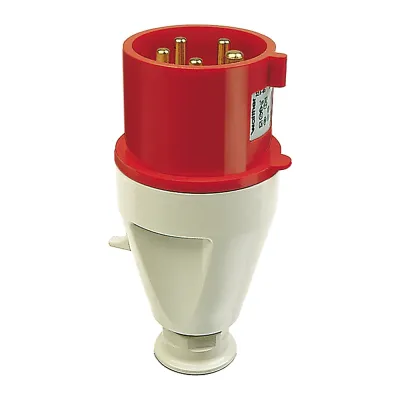 Walther Werke CEE-Stecker 231 | 5-polig 32A 400V 6h | IP44 | Schraubanschluss | Trompetenverschraubung | rot Kunststoff
