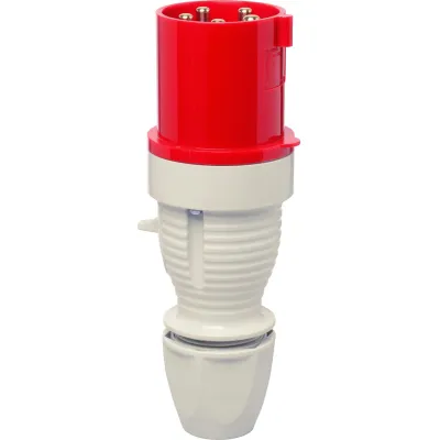 Walther CEE-Stecker 262 | 63A 5-polig | 400V 6h | IP44 | Schraubklemme | Außenliegende Verschraubung | Kunststoff | rot