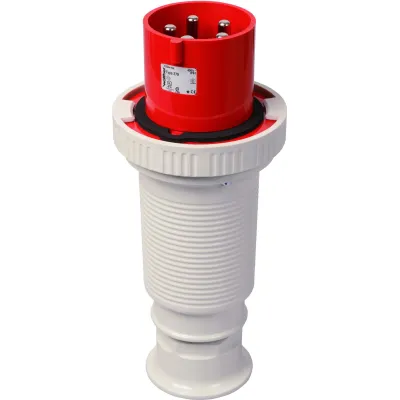 Walther CEE-Stecker 279 | 125A 5-polig | 400V 6h | IP67 | Schraubklemme | Trompetenverschraubung | Kunststoff | rot