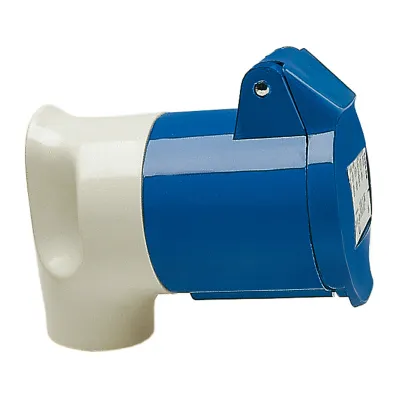 Walther Werke Winkelkupplung 316306 | CEE-Kupplung 16A 3-polig 230V 6h | IP44 | Kabelknickschutz | Blau