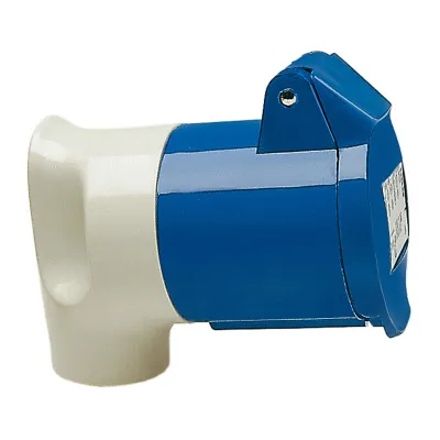 Walther Werke Winkelkupplung 316306 | CEE-Kupplung 16A 3-polig 230V 6h | IP44 | Kabelknickschutz | Blau