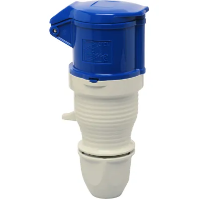 WALTHER Kupplung 330306 | CEE 32A 3-polig | 230V 6h | IP44 | Schraubklemme | Kabelverschraubung | Kunststoff | blau