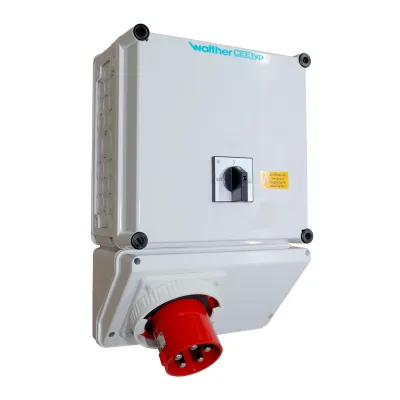Walther Steckdosenkombination 62028AL | CEE-Leergehäuse 125A | Kunststoff | Wandmontage | IP44 | 470x300x171 mm | grau