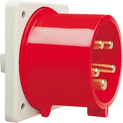 Walther Anbaugerätestecker 635 | CEE 32A 5-polig 400V 6h | IP44 | gerade | Flansch 80x80mm | rot | Kunststoff
