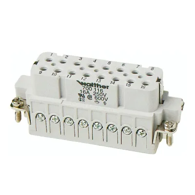 Walther Werke Buchseneinsatz A16 700116 | 16-polig | Schraubanschluss mit Drahtschutz | 0,5-2,5mm² | Thermoplast | grau