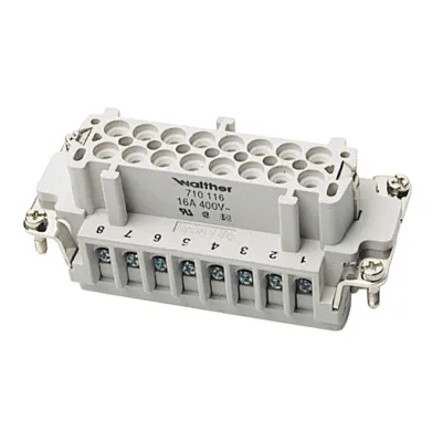 Walther Buchseneinsatz B16 710116 | 16-polig | Schraubanschluss | 16A 500V | Thermoplast | Silberkontakte