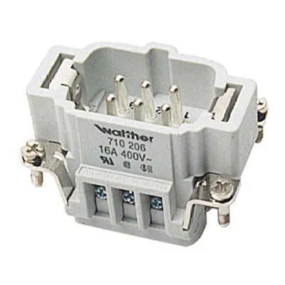 Walther Stifteinsatz B6 710206 | 6-polig | 0,5-2,5mm² | Schraubanschluss | 16A 500V | Thermoplast | Silberkontakte