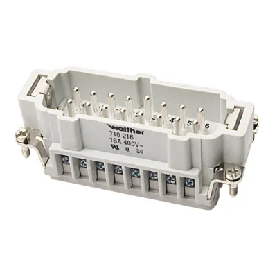 Walther Stifteinsatz 710216 B16 | 16-polig | Schraubanschluss | 0,5-2,5mm² | 16A 500V | Thermoplast | Silberkontakte