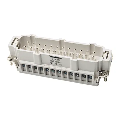 Walther Stifteinsatz B24 24-polig | Schraubanschluss mit Drahtschutz | 0,5-2,5mm² | 16A | 500V | Silberkontakte
