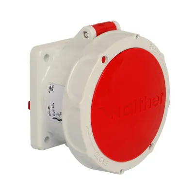 WALTHER CEE-Anbausteckdose 439 | 5-polig 32A 400V 6h | IP67 | gerade | Schraubklemme | Kunststoff | rot