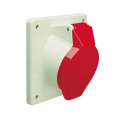 Walther Werke CEE-Anbaudose 512 | schräg | 16A | 5-polig | 400V 6h | IP44 | Befestigungsmaß 90x90 | rot | Kunststoff