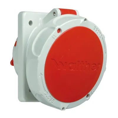 WALTHER CEE-Anbausteckdose 567 | 5-polig 63A 400V 6h | IP67 | schräg abgewinkelt | Schraubklemme | Kunststoff | rot