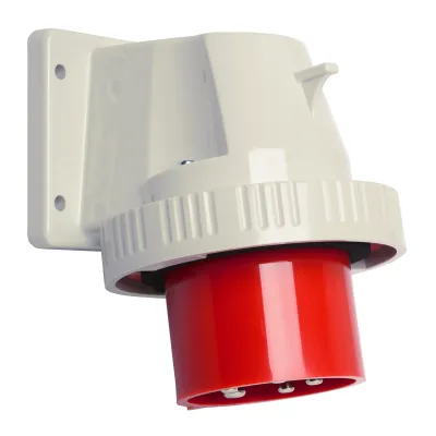 WALTHER Anbaugerätestecker 669 | CEE 5-polig 63A 400V 6h IP67 | schräg | Flanschgehäuse | Kunststoff | rot