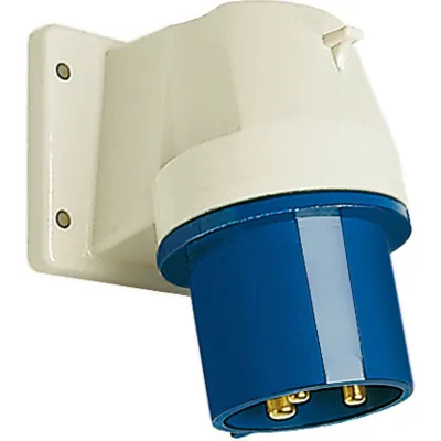 Walther Anbaugerätestecker 631306 | CEE 32A 3-polig 230V 6h | IP44 | schräg | Flanschgehäuse angeschraubt | blau