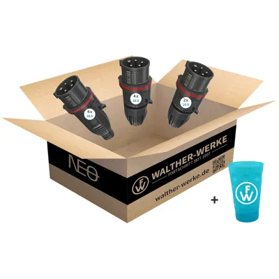 Walther CEE-Stecker FW022024NP | 16A 5-polig 400V IP54 | One Touch | Phasenwender | 10-teilig